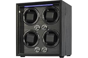 ORYX VISION Oryx Watch Winder for 4 Automatic Watches, Rotating Watch Box 5 Rotation Modes Setting Case with LED Light, USB Powered Super Quiet Mabuchi Motor