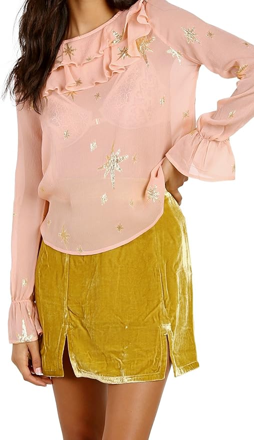 Amazon.com: For Love & Lemons Gilded Star Blouse Rose Gold: Clothing