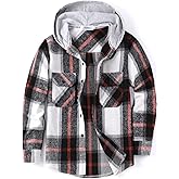 Aimehonpe Boys Girls Casual Flannel Plaid Hoodies Fall Fashion Button Down Shirts Long Sleeve Cute Lightweight Jacket Coats