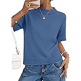 ZESICA Women's Casual Short Sleeve Sweaters 2026 Summer Oversized Crewneck Soft Knit Cropped Tops Trendy Outfits