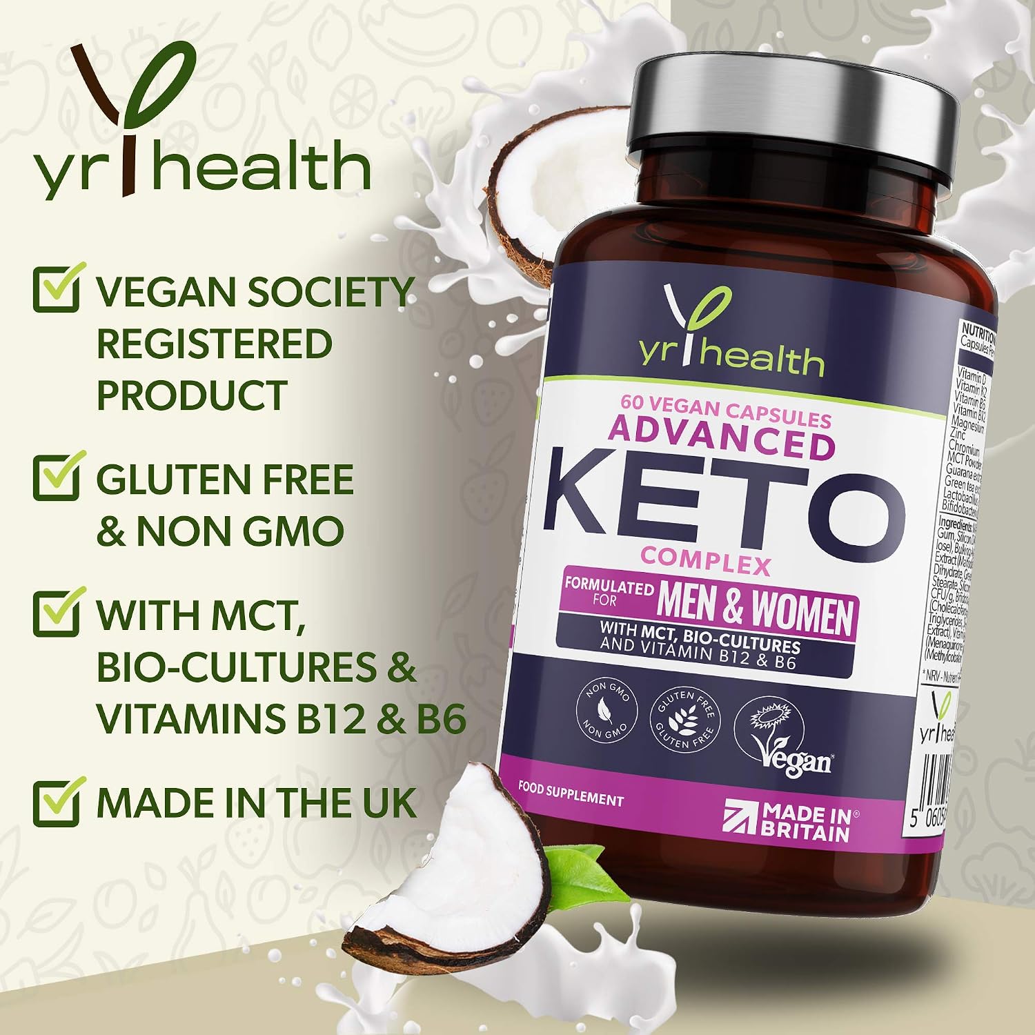 Keto Pills Max Strength Advanced Complex for Men & Women, MCT Oil, Green Tea, Bio-Cultures, Vitamins & Minerals - Image 3