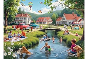Summertime Memories 1000 Piece Jigsaw Puzzle - Nostalgic Puzzle for Adults & Families - Fully Interlocking Pieces - Stunning 