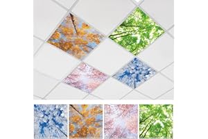 WIOOFFEN 4 Pcs Fluorescent Light Covers with 32 Magnets Decorative for Classroom Ceiling Light 2 x 2 Feet Magnetic Light Covers Filter Easy Install for Office Hospitals & Home Drop Ceiling Supplies（Season）