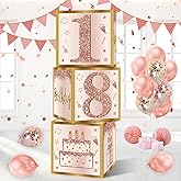 Guiruiy 3Pcs 18th Birthday Decorations Boxes for Girls Women, Pink Rose Gold 18th Birthday Balloons Boxes Party Supplies, Pink Eighteen Year Old Bday Theme Cardboard Box Decor