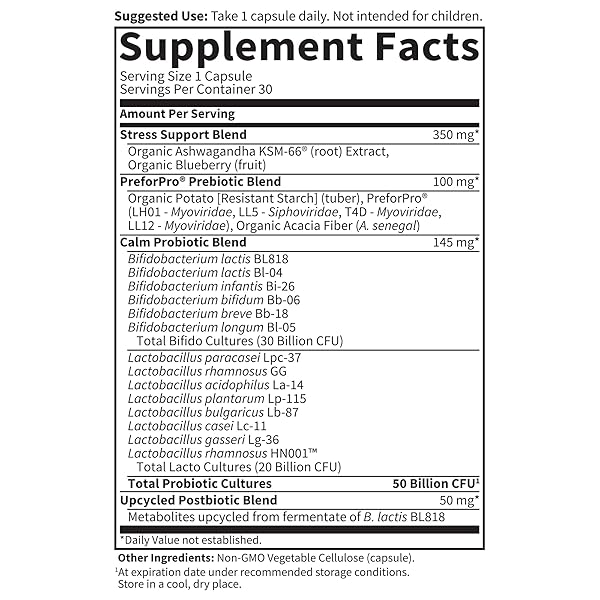 GARDEN OF LIFE DR FORMULATED CALM DAILY 3-IN-1 COMPLETE PROBIOTICS, PREBIOTICS & POSTBIOTICS WITH ASHWAGANDHA – PRE + PRO + POSTBIOTIC SUPPLEMENT FOR IMMUNE, DIGESTIVE & MOOD SUPPORT – 30 DAY SUPPLY