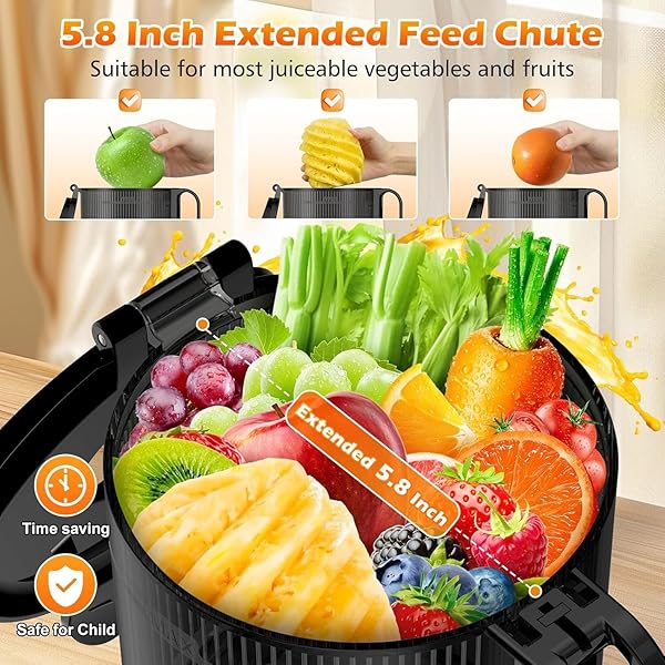 JUICER MACHINES WITH 5.8″ LARGE FEED CHUTE, COLD PRESS JUICER FOR WHOLE VEGETABLES AND FRUITS 400W, SLOW MASTICATING JUICER EASY TO CLEAN JUICE EXTRACTOR MACHINE HIGH JUICE YIELD