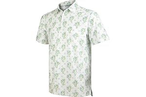 GORENZI Men's Golf Shirts Short Sleeve Moisture Wicking Print Patterns Collared Performance Polo Golf Shirts for Men Dry Fit