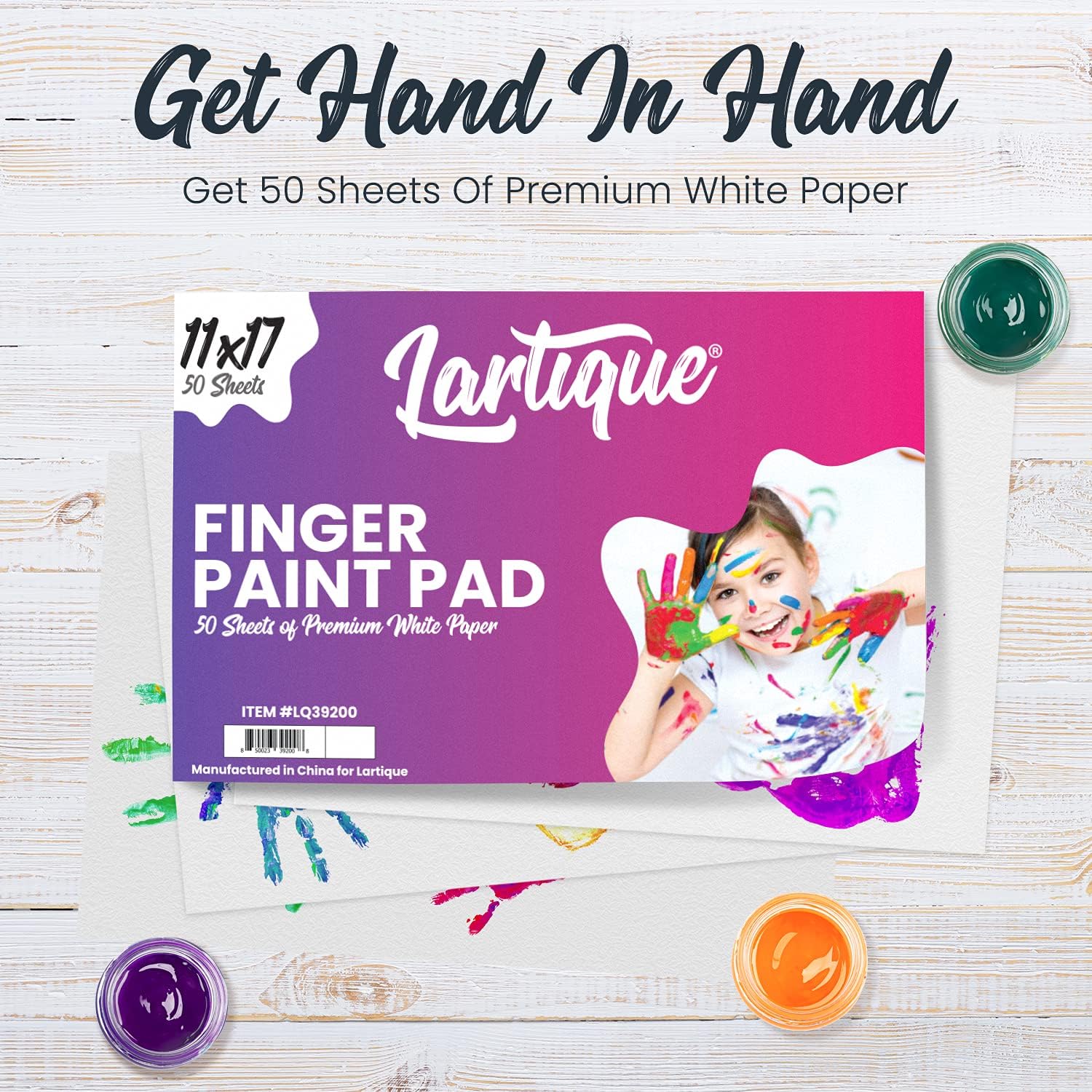 Lartique Finger Paint Pad - Painting Paper Book for Kids - 50 Non-Absorbent Bleedproof Sheets for Toddlers - 11” x 17” Art Paper for Finger Painting, Stamp Art - Watercolor Paper for Crafts Supplies: Arts, Crafts & Sewing