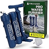 Trailgo Pro Water Purifier Water Purification System for Survival - High-Volume Hand Pump Portable Water Filter for Camping, Hiking, Hunting, Emergency Preparedness - 3-Stage Water Filtration System