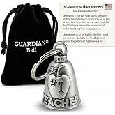 Guardian Bell Good Luck Bell w/Keyring &amp; Black Velvet Bag | Motorcycle Bell | Lead-Free Pewter | Made in USA