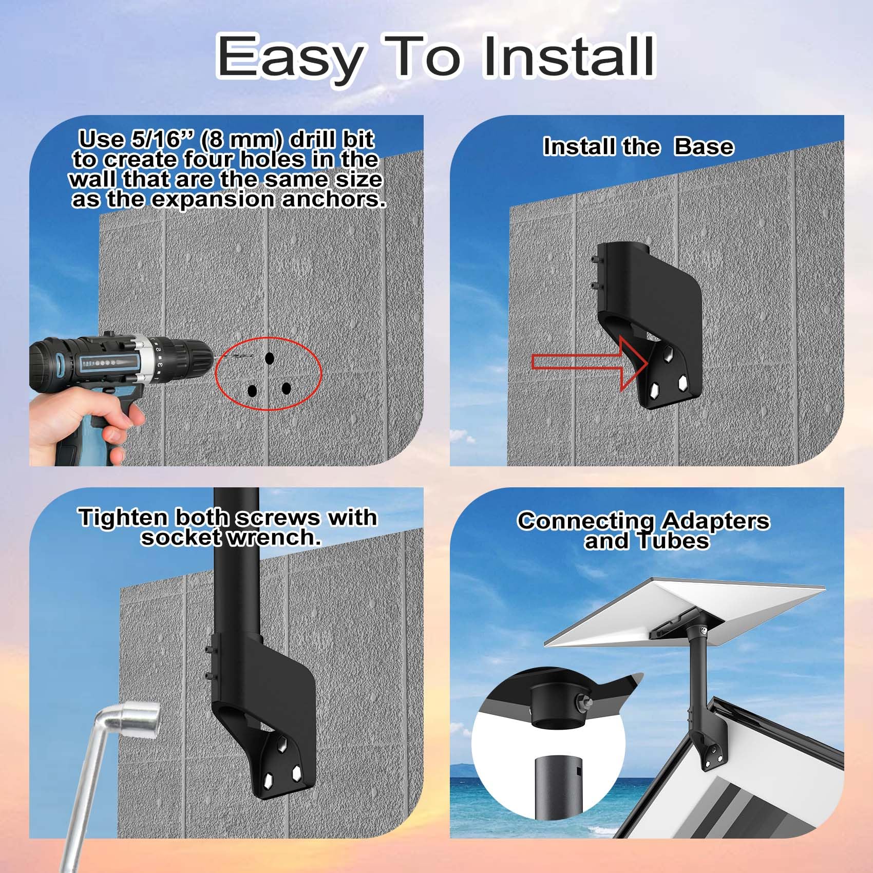 Starlink Gen 3 Mount - 360 Rotatable Roof & Wall Mount Kit for V3 Starlink Standard Dish