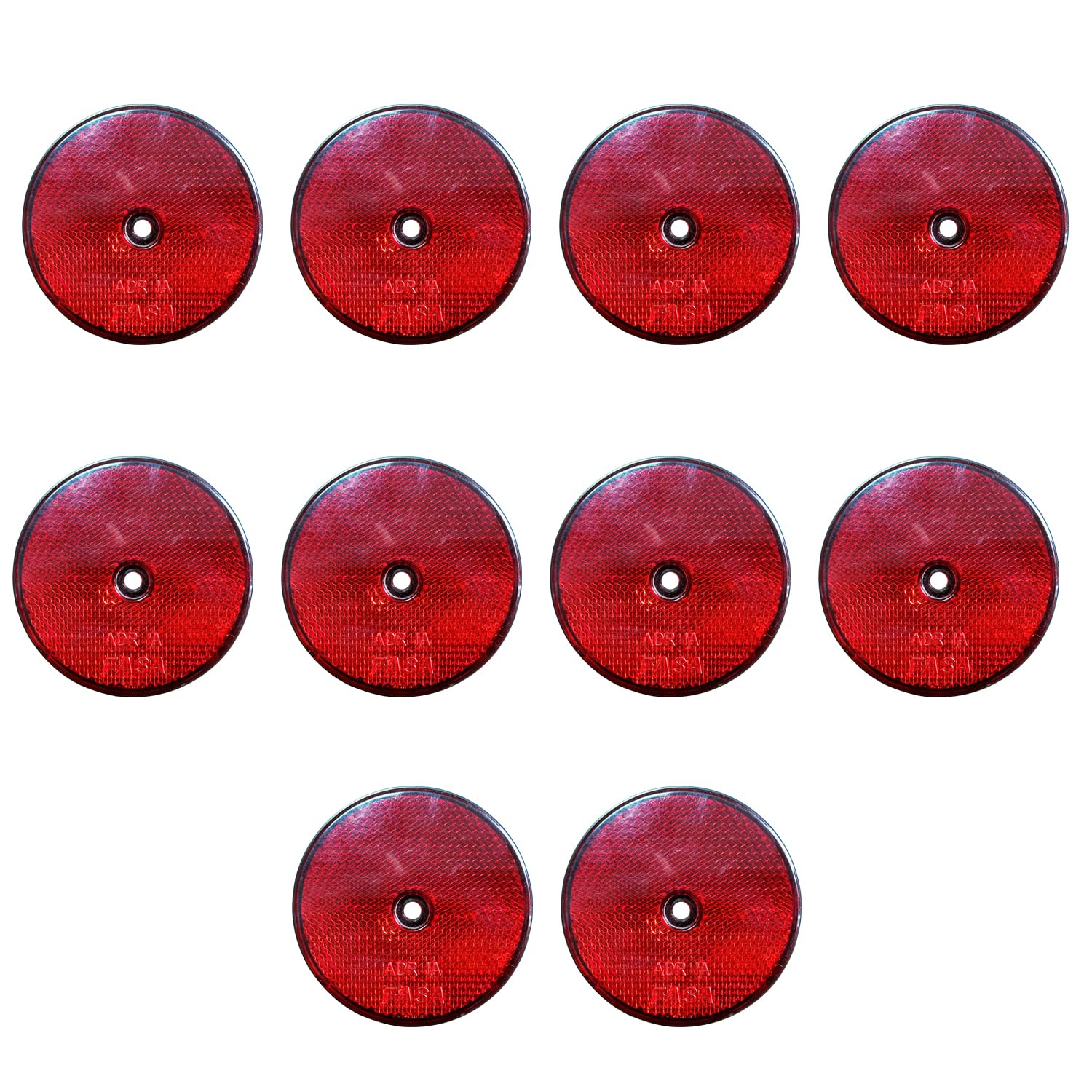 ZEACCT 10 PCS Trailer Red Round Reflectors, Round Reflectors for Gate Posts, Red Round Screw-on Rear Reflectors, for Caravan/Truck/Trailer/Boat/Motorcycle Fence Gate Posts