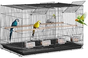 VEVOR 30-inch Flight Bird Cage, Stackable Divided Small Parakeet Cage for Parrots Canaries Cockatiels Lovebirds Finches Budgies Conures Macaws Pet Travel Birdcage with Handle and Perches