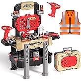 Kids Tool Bench Set with Realistic Tools and Electric Drill, 79 Pcs Realistic Toy Tools with Clothes, Toddler Learning Bench 