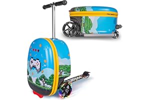 LitRide Hardshell Kids Ride-On Luggage with Scooter Suitcase – Carry-On Compliant with LED Light-Up Wheels – Fun and Functional Travel Companion for Children Ages 5–12