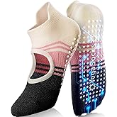 WARMVIN Pilates Socks for Women Grip Yoga Non Slip Socks for Barre Dance Workout Hospital