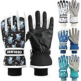 Comfoex Kids Winter Ski Snow Gloves Warm Waterproof Cold Weather Snowboard Thermal Windproof Gloves for Boys Girls 4-12 Years Old