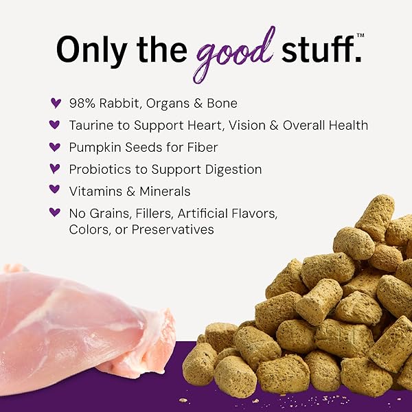 STELLA & CHEWY’S FREEZE-DRIED RAW CAT DINNER MORSELS – PREMIUM RABBIT RECIPE WITH 98% RESPONSIBLY-SOURCED MEAT & ORGANS – NATURAL GRAIN-FREE CAT & KITTEN FOOD – MADE IN USA – 8 OZ