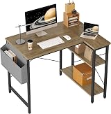 BEXEVUE L Shaped Corner Desk 100x70 cm Grey Study Office Gaming Desk