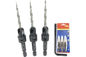FTG USA 3 Pc #6 (9/64") Adjustable Wood Countersink Drill Bit Set