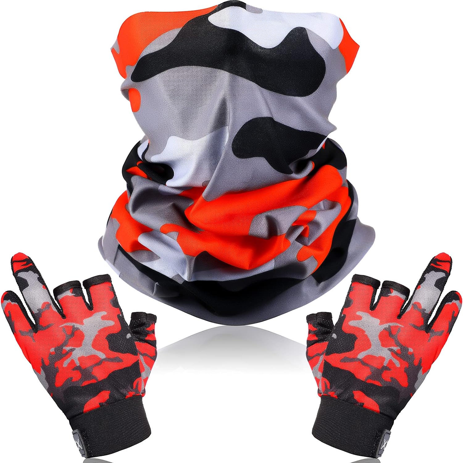 3 Pieces Fishing Gloves Neck Gaiter Includes 1 Pairs of UV Protection Fingerless Gloves and 1 Piece of Fishing Balaclava for Men and Women Kayaking Hiking Paddling Cycling Canoeing Rowing (Red) : Sports & Outdoors