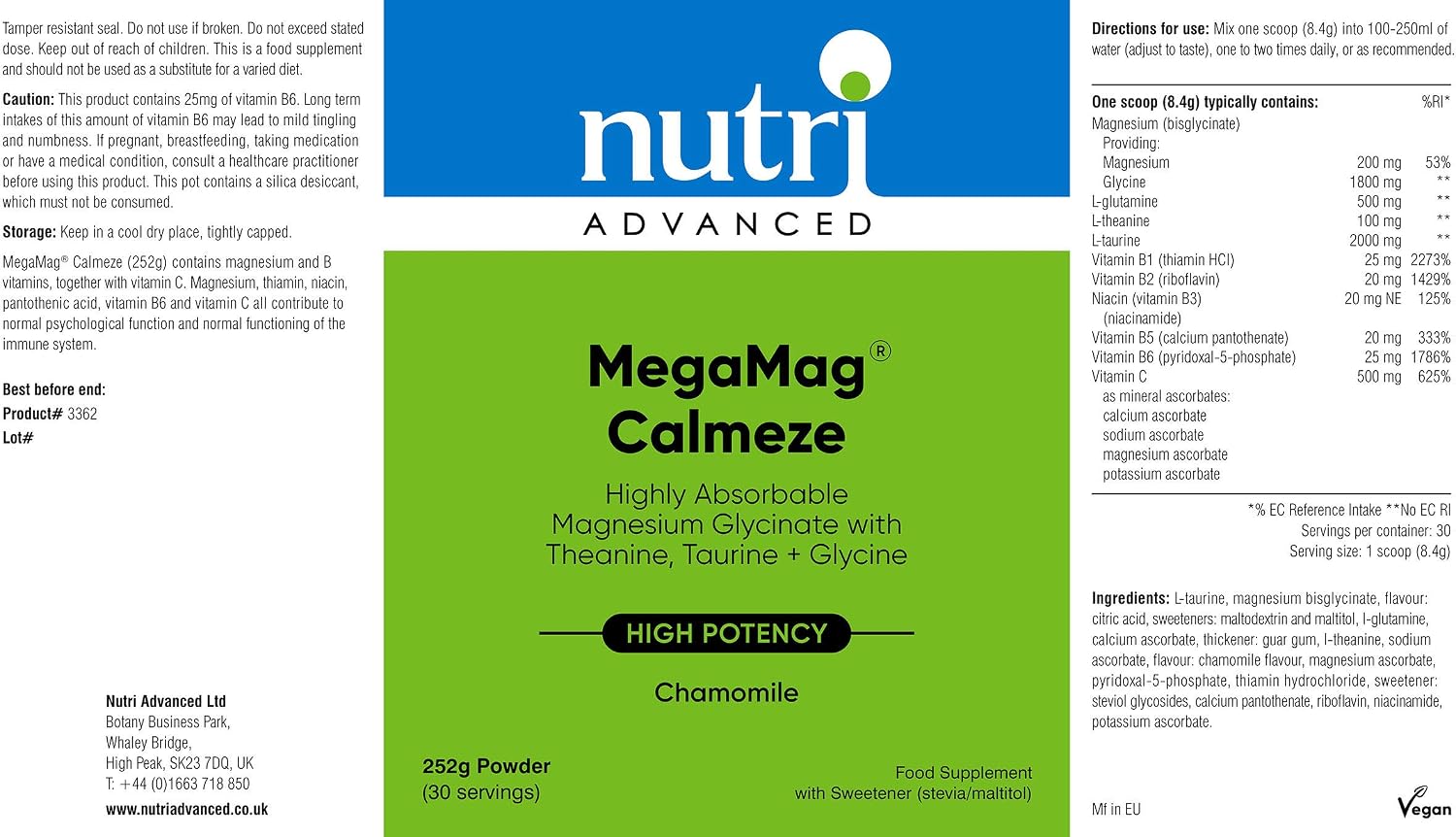 Metagenics MegaMag Calmeze Magnesium Powder, High Potency Magnesium Glycinate for The Reduction of Fatigue & Tiredness - Image 3
