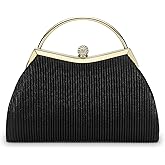 SUIKIHUM Luxury Evening Bag Clutch Purse for Women, Sparkle Rhinestone Clasp with Detachable Chain Strap, Black