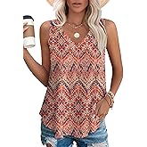 OFEEFAN Womens Tank Tops V Neck Sleeveless Flowy Loose Fit Basic Casual Summer Tops
