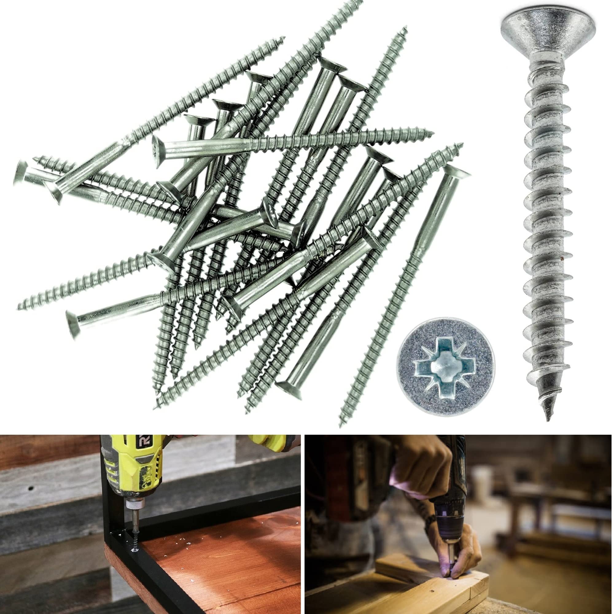 TERF® 5.0mm X 100mm Pozi Flat Double Countersunk Stainless Steel A2 (304) Screws For PVCu Wooden Timber Chipboard MDF and General Purpose Use Screw Size 5.0 X 100mm (No.10 X 4) - Pack of 10