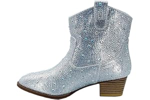 Forever Girls Rhinestone Cowboy Boots Kids Low Heel Dress Booties