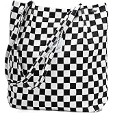 TOPASION Cute Corduroy Tote Bag Canvas Shoulder Handbags for Women Travel Shopping