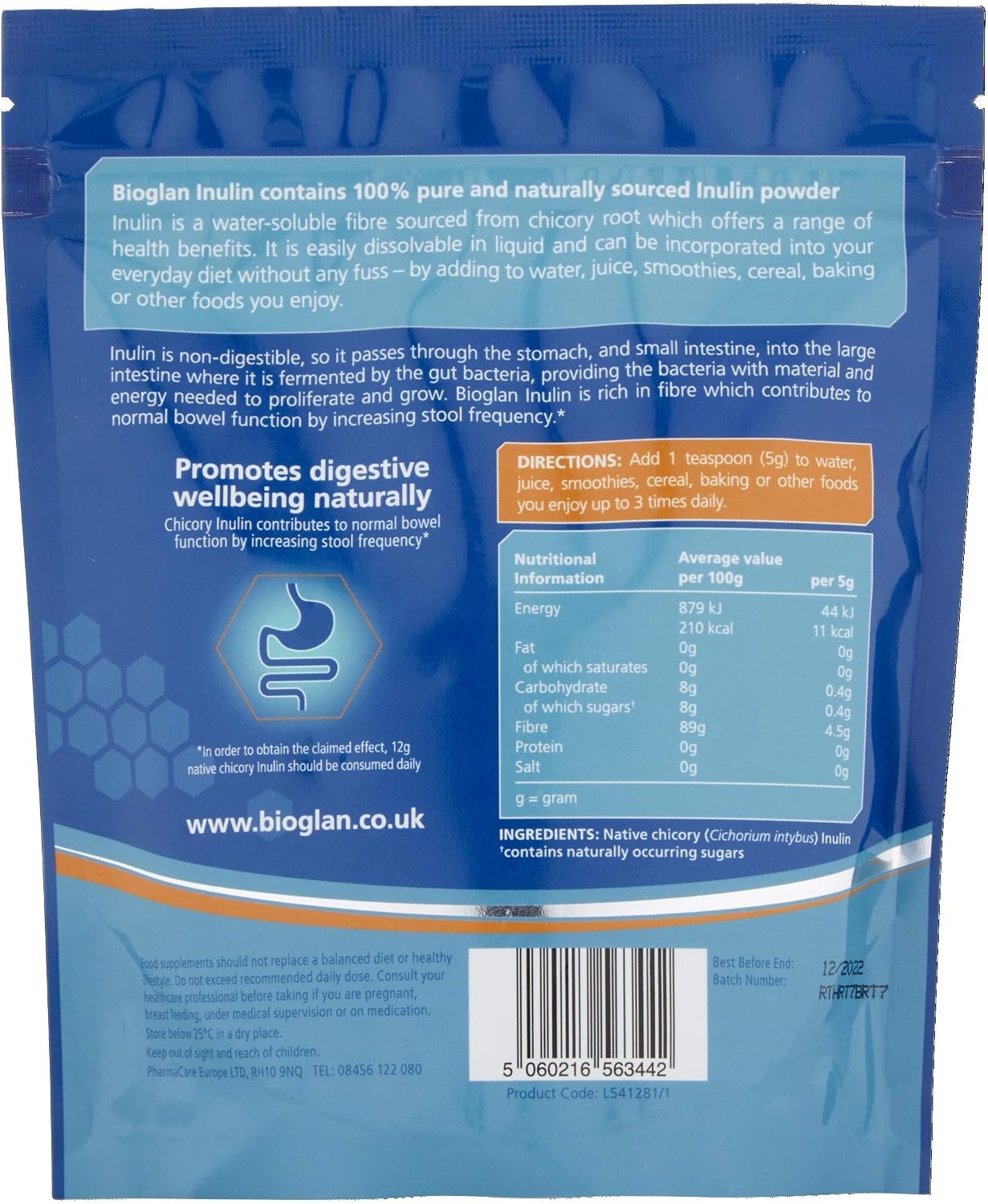 Bioglan Inulin, White, 250 g (Pack of 1) - Image 4