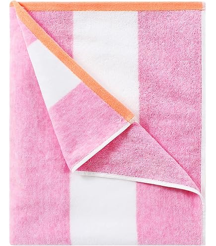 CLOWOOD Oversized Plush Beach Towel - 40x70 Inch Thick Cotton Cabana Striped Towel For Pool, Beach, Gym