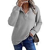 SHEWIN Womens Fall Fashion 2025 V Neck Waffle Knit Long Sleeve Shirts for Women Pullover Tops