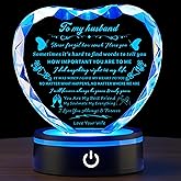 Ghtixsu Romantic Crystal Gifts for Husband, I Love You Keepsake with Colorful LED Base, Best Anniversary & Birthday Present for Him,Fathers Day Valentine's Day Christmas Gifts Ideas for My Man