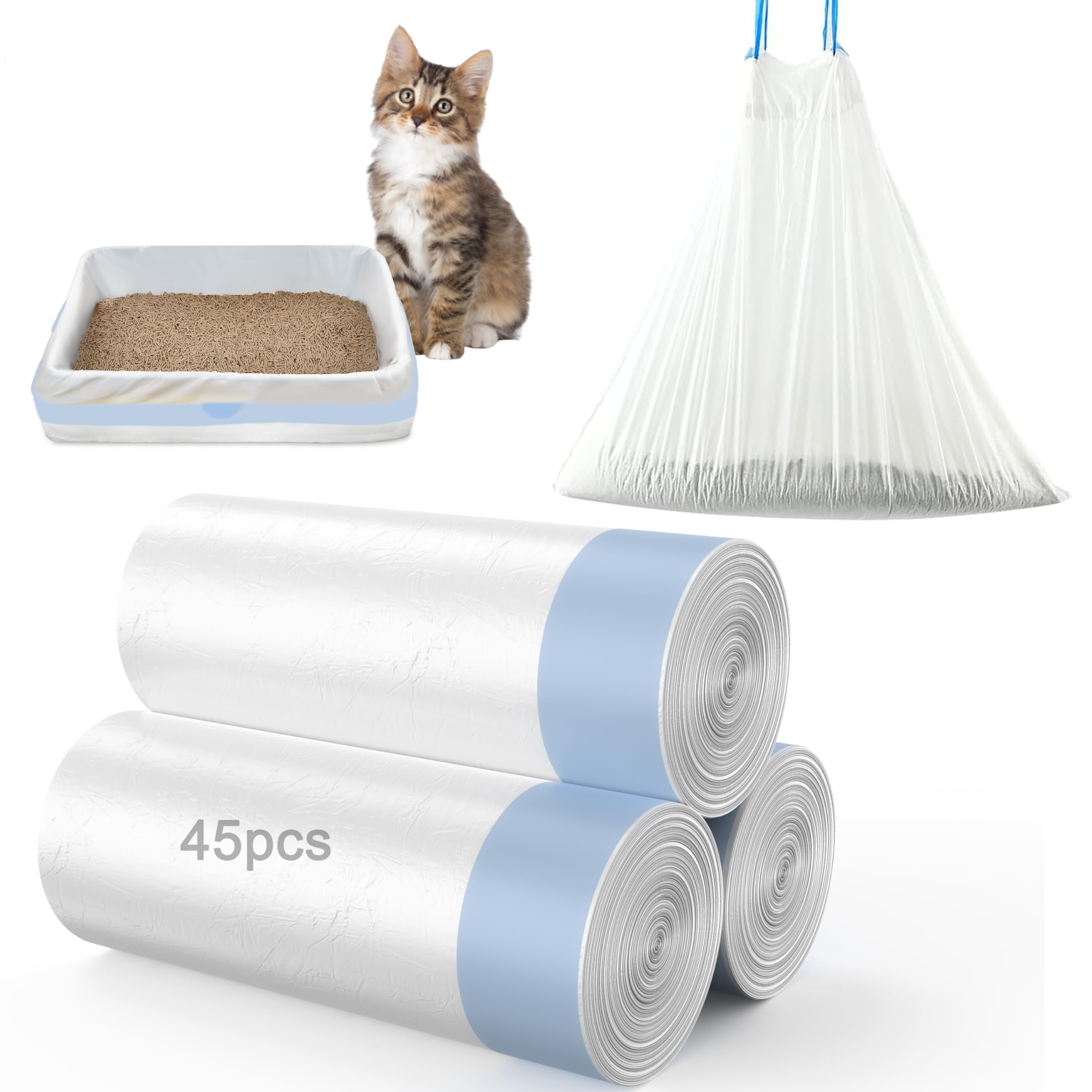 Self Cleaning Cat Litter Box, Cat Waste Bags for Automatic Cleaning Litter Boxes 45 Counts