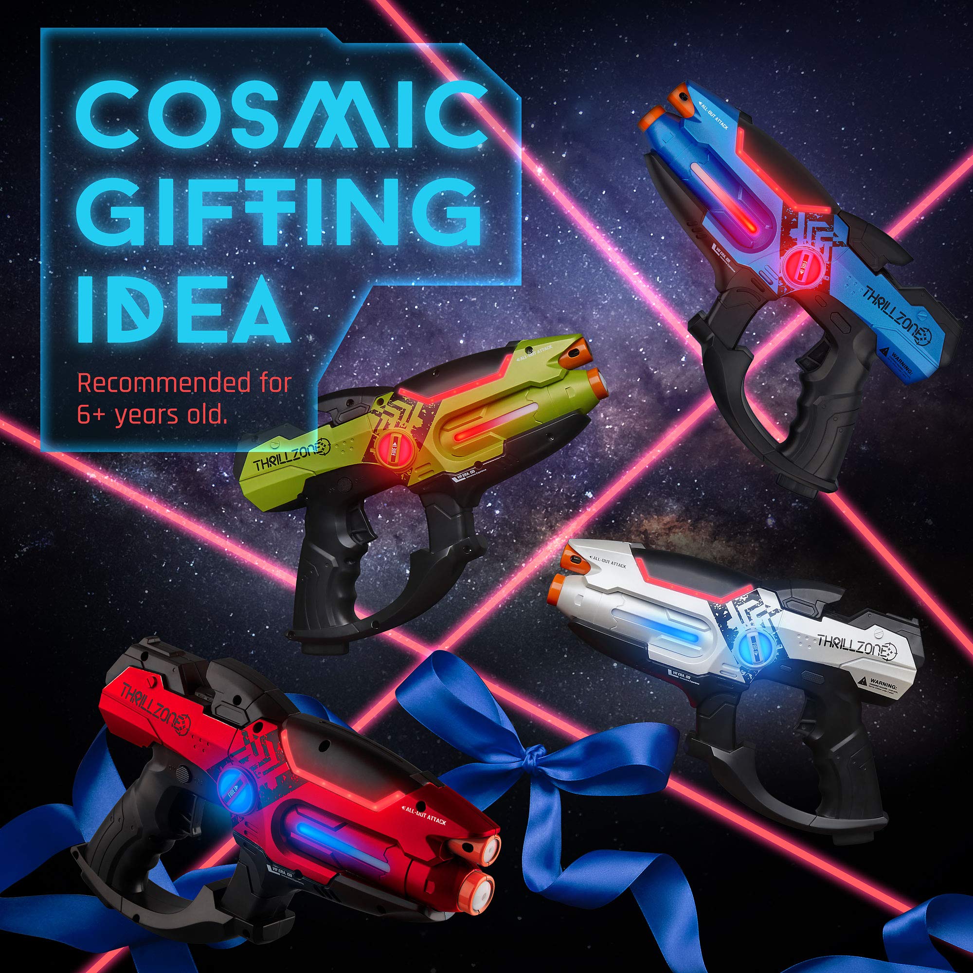 ThrillZone Laser Tag Guns Set 4 Pack Multiplayer Laser Tag Gun, No