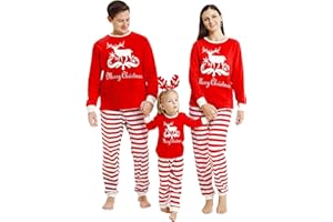 SAEABY Holiday Family Matching Pajamas Christmas Pjs Set Long Sleeve Tops Xmas Pajamas Pant Cute Family Jammies