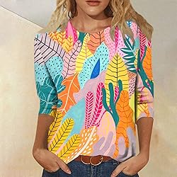 Older Womens Tops and Blouses 3/4 Sleeve hot Pink