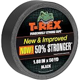 T-REX Tape Heavy Duty Duct Tape, 1.88 in x 50 Yds, Black, 1 Roll | 2" Wide Duck Tape, UV Resistant &amp; Waterproof Backing for Ferociously Strong Repairs, High Adhesion Black Repair Tape