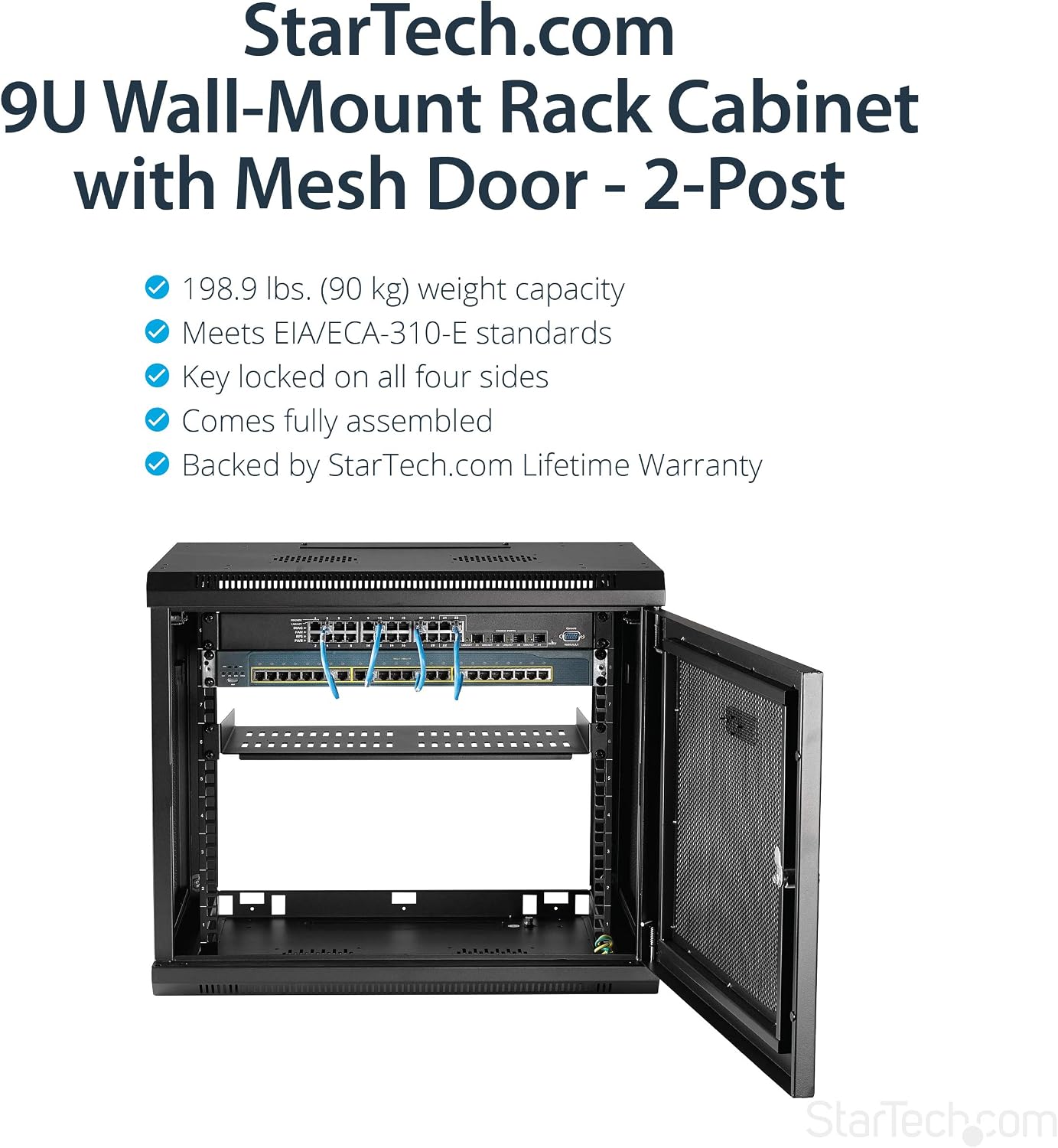 StarTech.com 2-Post 9U Wall Mount Network Cabinet w/ 1U Shelf - Image 3