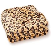 PLEASANT BOULEVARD | Leopard Throw Blanket Fleece, Premium Lightweight Cozy Warm Plush Microfiber Pink Blanket for Couch Sofa and Bed (Dark Brown, Throw (50 x 60 inches))