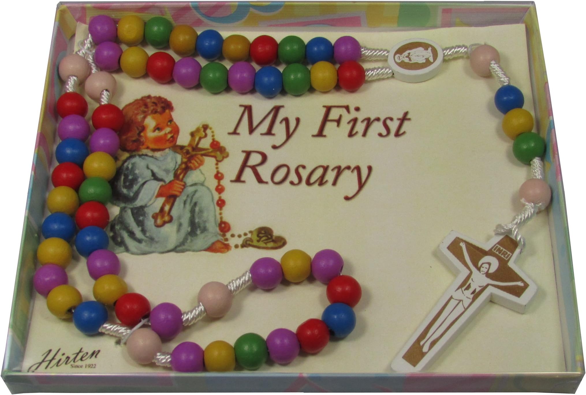 Non Toxic Wooden Kiddie My First Rosary with 6 Different Colors 18-inch Boxed