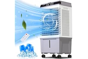 MEPTY Swamp Cooler, 1800CFM Evaporative Air Cooler with 5.3-Gal Tank, 12H Timer, 120° Oscillation, 3-IN-1 Portable Evaporative Cooler, Air Cooler Fan for Indoor Outdoor Use (31IN)