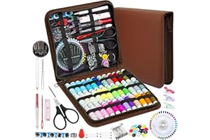 JUNING Sewing Kit with Case 168pcs Portable Sewing Accessories and Supplies for Home Traveler, Adults, Beginner, Emergency, Contains Thread, Scissors, Needles, Measuring Tape