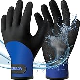 Kebada T2 Waterproof Winter Work Gloves for Men and Women, 1 Pair, Blue | Large, thermal insulated freezer gloves, wrist closure, latex coating, secure grip. Ideal for freezer work and cold weather
