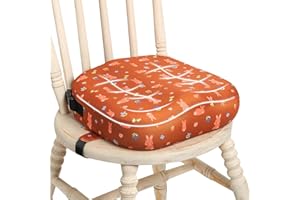 Joypony Toddler Booster Seat for Dining Table, 4 inch Ergonomic Design Dining Chair Heightening Cushion Portable Dismountable Eating, Washable Kids Toddler Booster Cushion Adjustable Elasticity Straps
