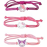 Hello Kitty Sanrio Cord Bracelet 3-Piece Set with Kuromi and My Melody Charms Officially Licensed