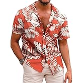 COOFANDY Mens Hawaiian Shirts Short Sleeve Casual Button Down Tropical Beach Shirt