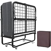 MUTUN Folding Bed with Mattress, Upgraded 5" Memory Foam Mattress Portable Foldable Guest Bed for Adults, Cot Size Fold Up Day Beds Rollaway Beds with Metal Frame, Storage Cover Included 75" x 31"